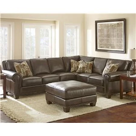 Transitional Sectional with Rolled Arms